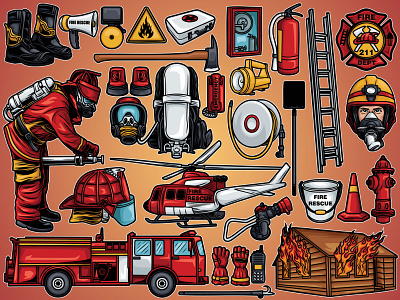 Firefighter Pack Illustration firemen illustration