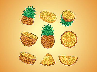 pineapple fruit illustration cherry