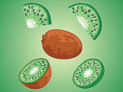 kiwi slice illustration cut