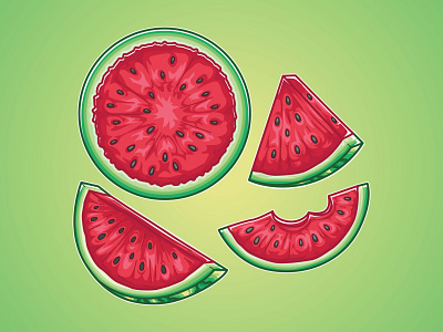 watermelon fruit illustration orange