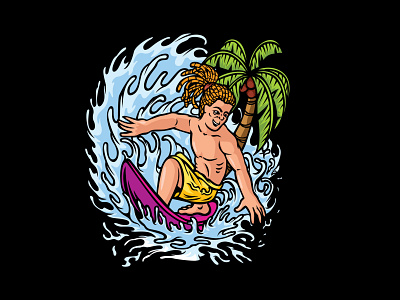 Surfing Illustration cartoon