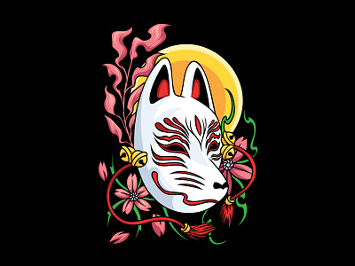 Kitsune Japanese Doll Illustration