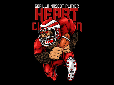 Gorilla Mascot American Football Illustration art