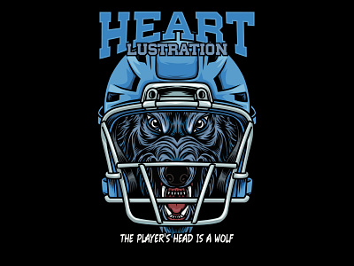 Wolf Head Mascot With American Football Helmet artwork