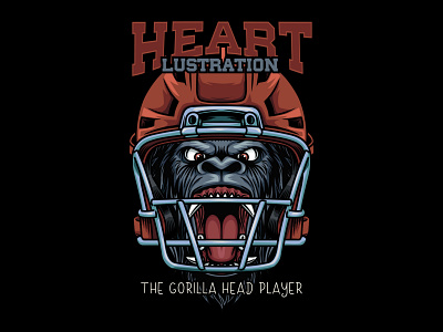 Gorilla Head Mascot With American Football Helmet art