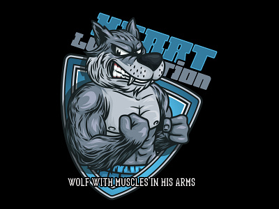 Wolf fitness mascot logo illustration workout