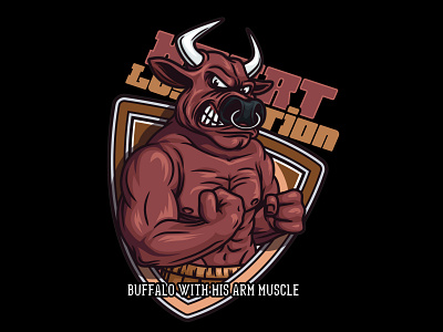 Buffalo fitness mascot logo illustration workout