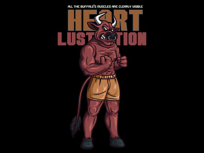 Buffalo Logo Mascot Illustration standing for Fitness cool