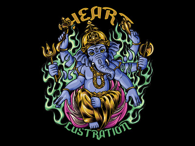 god ganesha sitting position illustration art