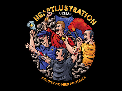 Football fans celebrating goal illustration fun