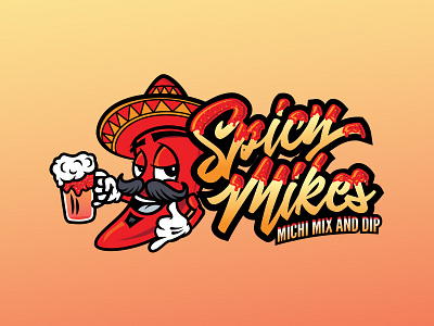 Spicy Mikes Michi Mix and Dip beer beer branding logo mascot mascotlogo michelada