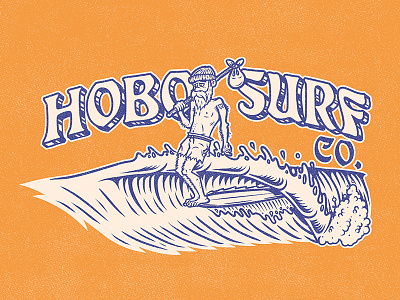 Hobo Surf Co. hobo illustraion illustrator ocean surf surfing vintage