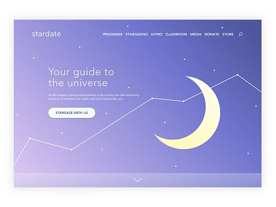 Landing Page // Daily UI Challenge 003 astronomy daily ui dailyui illustration interface landing landingpage moon stargazing stars ui