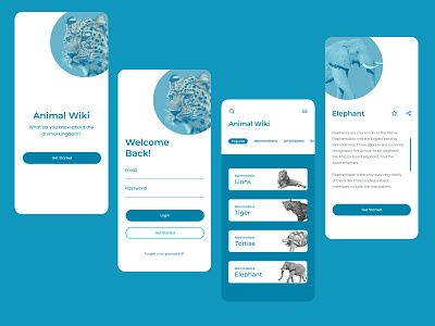 ANIMAL WIKI MOBILE APP animal app behance dribbble figma graphic design mobile portfolio ui uiux