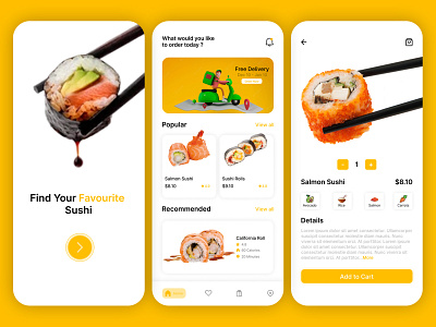 Sushi App Design adobexd app appmobile design figma graphicdesign layout mobile ui uidesign uiinspiration uiux ux uxdesign webdesign