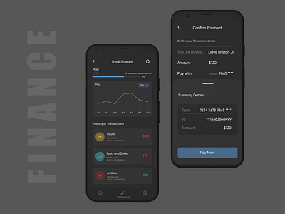 Finance App-Transaction UI-Dark Mode branding checkout creditcard dark theme dark ui darkmode debut dribbble debut finance firstshot light lightmode payment paynow sastra transactions