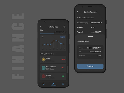 Finance App-Transaction UI-Dark Mode