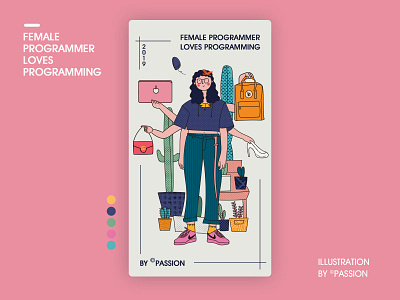 Female Programmer design engineer female illustration programmer