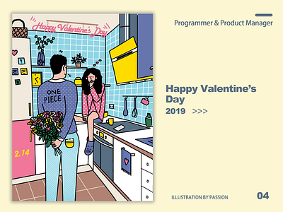 Valentine's surprise female illustration male product manager programmer valentine valentine day