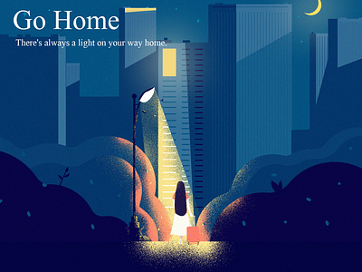 Go Home cat girl home house illustration moon moth plant street light