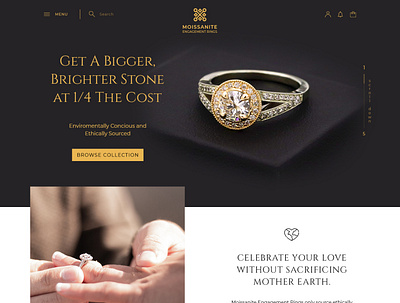 Web design for Moissanite Diamond ring diamond engagement flat jewellery jewelry moissanite rings ui uiux ux web webdesign webdesigner website wedding