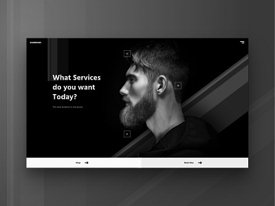 Landing page for Barbershop black and white hipster home page landing page uiux user experience user interface web design