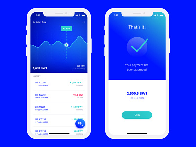 BWT Cryptocurrency App account adobe xd app blockchain crypto cryptocurrency dashboard interface mobile app money payment prototype ui ui design uiux user experience ux