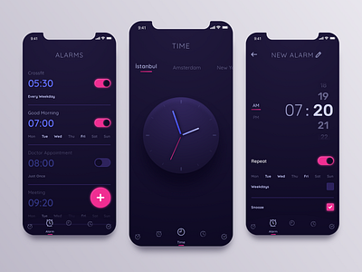 Watch App app clock dark ui ui ui ux watch