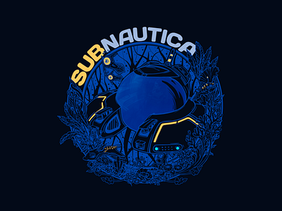 Subnautica adobe illustrator adobe photoshop art blue depth design fauna fish floral human illustration logo ocean sea seamoth submarine vector wacom yellow