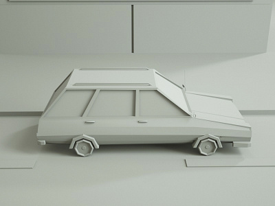 Paper Family Car 3d c4d car illustration low poly van