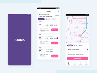 Rooter is Online Intra-City Commute App app design branding design intracity ui uiux ux