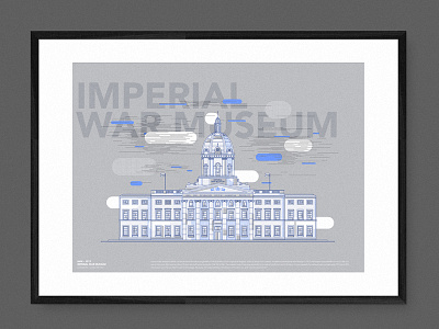 Imperial War Museum London 3colours architecture blue building design grey illustration lineart museum outline white