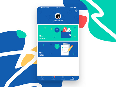 App profile android app bottom navigation brochure cards design devices flat icon illustration imagery mobile ofertia sketch typography ui ux vector