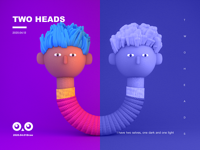 two heads c4d heads illustration