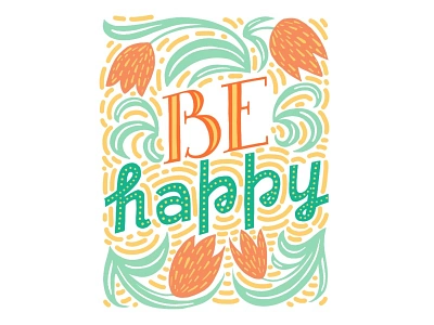 Be Happy behappy card hand drawn ipad lettering letters print procreate womensday