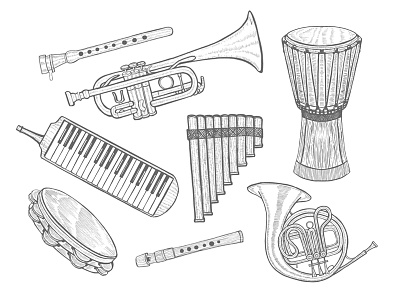 Musical instruments doodle graphic hand drawn music musical instruments sketch