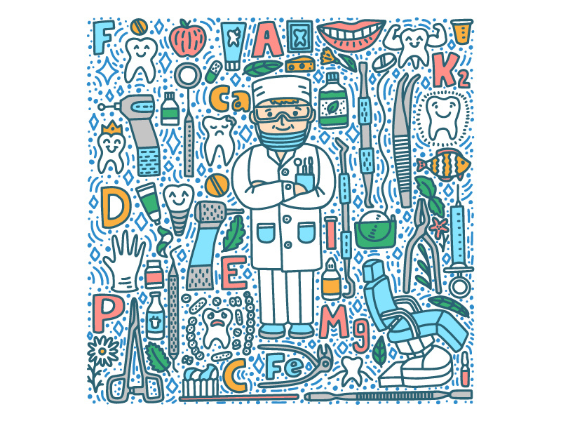 Dentist ipad procreate dental clinic dental care dentistry hand-drawn vector dentist doctor doodle illustrator