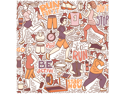 Running doodle fitness graphic illustrator ipad lettering marathon people procreate run running sketch sport vector