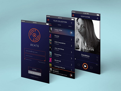 The Beats app design dribbble flat gui music shot ui ux vector wip