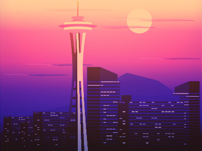 Space Needle city cityscape design dribbble flatdesign illustration landmark vector