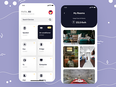 Smart home App application home screen ios minimal app mobile ui mobileappdesign modern app smart home typography ui uidesign uidesigner uidesignpatterns ux