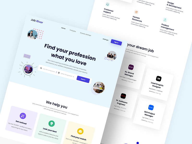 Job Search Landing Page Design by Amirul islam on Dribbble