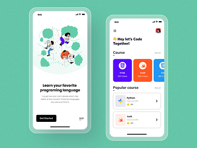Learn Code App app concept course course app course hero css e learning html ios learning platform minimal app mobileappdesign modern app python swift ux