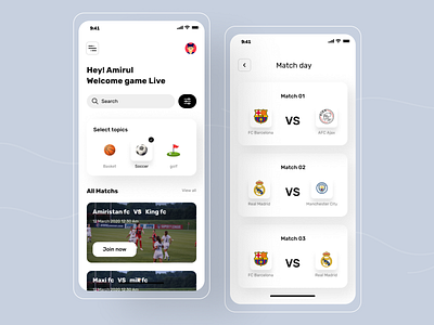 sports app application design football football app football club home screen ios minimal app mobile ui modern app sports app typography ui ux