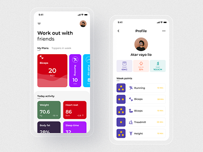 Work out App app concept application fitness app gym home screen ios minimal app mobile ui mobileappdesign modern app ui ux workout workout app workout of the day workout tracker