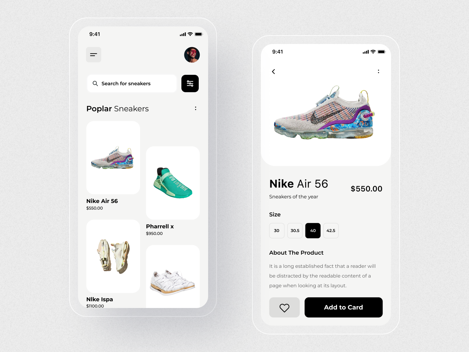 Sneakers App UI by Amirul islam on Dribbble