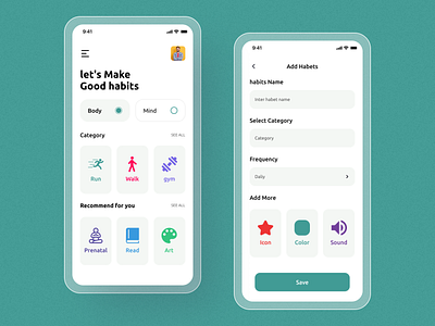 Habits care App UI Design.