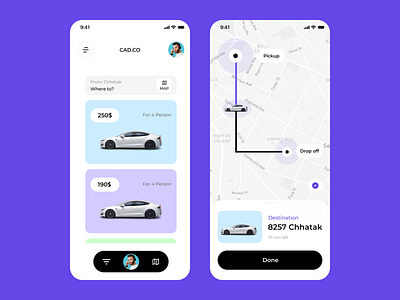 Cab Riding App Ui Design 2022 app cab cab riding app ui design car design graphic design home screen illustration ios minimal app mobile design mobile ui modern app motion graphics popular riding tesla ui ux