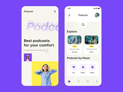 Podcast App Ui Design 2022 design home screen ios minimal app mobile ui modern app podcast podcastapp ui ux