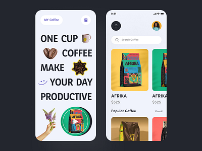 Coffee App Ui Design coffee coffeeapp coffeeui design home screen ios minimal app mobile ui modern app new app product ui ux